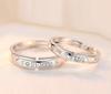 2pcs Couple 925 Sterling Silver Rings Sparkly Zircon for Women and Men Superior Luxury Wedding Jewelry Anniversary Gift