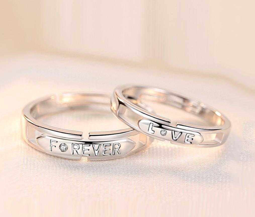 2pcs Couple 925 Sterling Silver Rings Sparkly Zircon for Women and Men Superior Luxury Wedding Jewelry Anniversary Gift