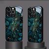 Peacock feather pattern tempered glass phone case suitable for iPhone 17 16 15 14 13 12 11 Pro/Max/Plus anti drop and shockproof