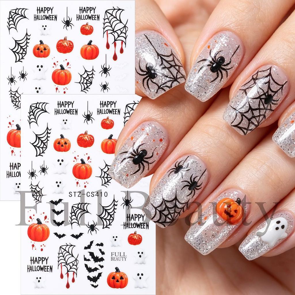 New Nail Art Stickers Halloween Funny Fun Cute Ghost Moon Pumpkin Spider Nail Art Stickers