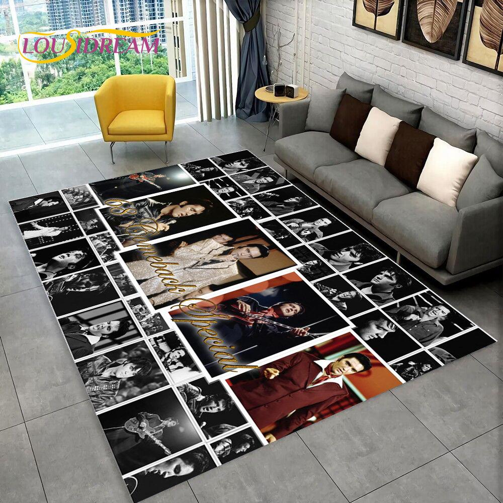 The King Elvis Presley Retro-Teppich, Teppich für Wohnzimmer, Schlafzimmer, Sofa, Fußmatte, Dekoration, Kinder spielen, rutschfeste Bodenmatte, 3D
