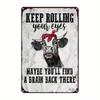 Funny Metal Cow Sign 12x8 Inch Farmhouse Wall Art for Kitchen Bathroom Decor Ironic Housewarming Gift