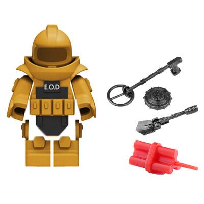 Military Building Blocks Figures Protective Bomb Disposal Suit EOD Special Forces Mine Detector Combination Bricks Toy Kids J019