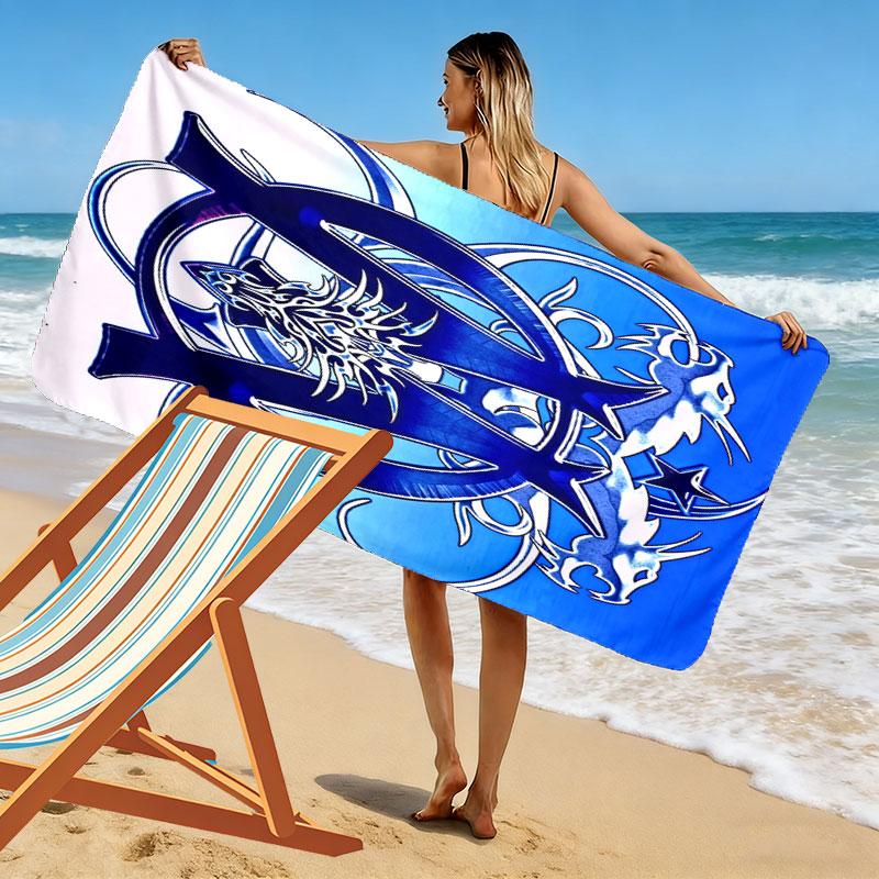 l'Oheme Logo Print Beach Towel, Large Soft Quick Dry Towel for Beach Camping Swimming