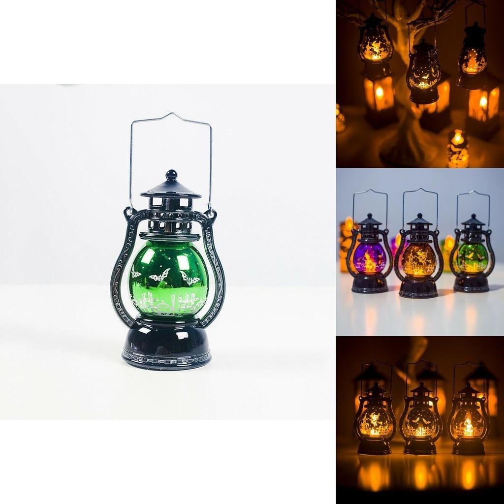 Vintage Halloween Led Lantern Lights Featuring Spooky Witches And Bats For Festive Parties