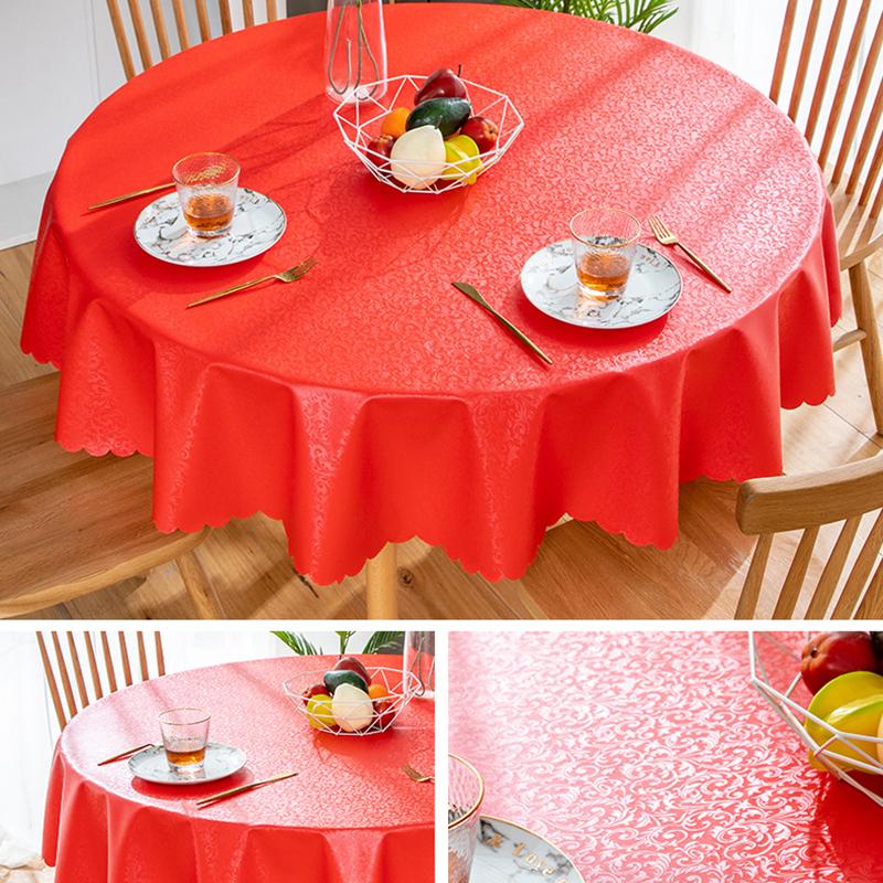 Round PVC Tablecloth Waterproof Insulate Plastic Oilproof Printed Pattern Wedding Party Restaurant White Table Cloth Decoration