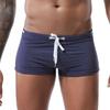 Summer Men Swim Shorts Low-rise Solid Color Beach Tight Swimming Trunks