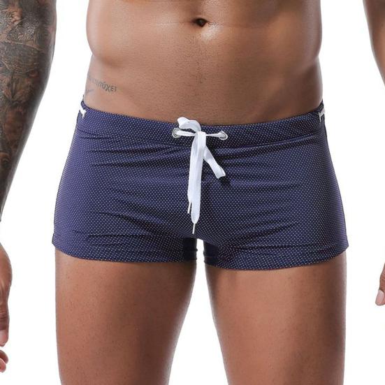Summer Men Swim Shorts Low-rise Solid Color Beach Tight Swimming Trunks