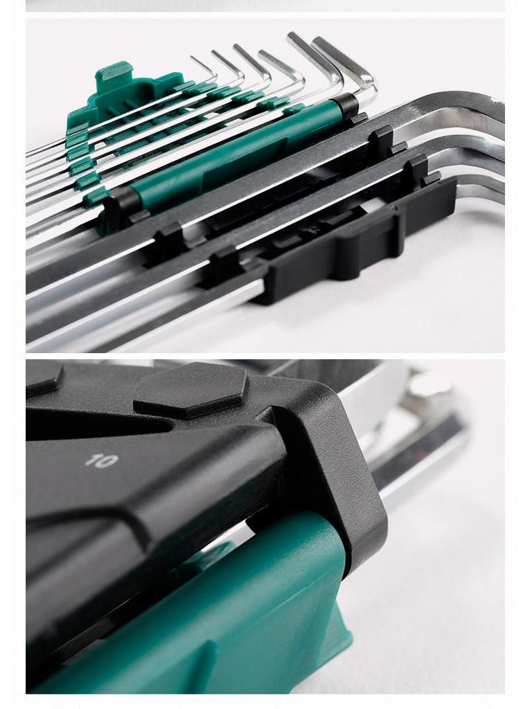 SATA 9-Piece Extra Long Metric Hex Key Set, Ball End, Stainless Steel, Flat Head