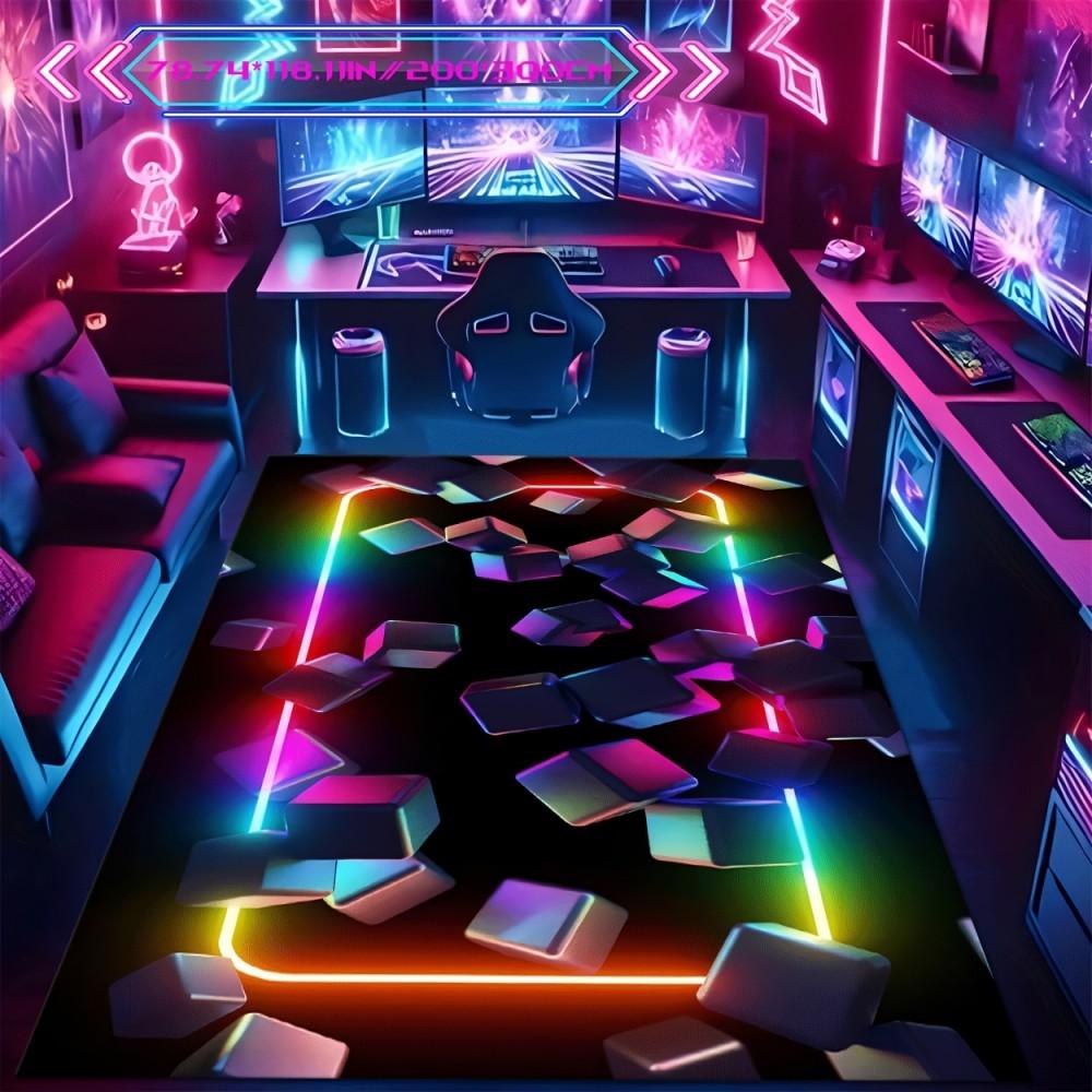 Gaming Mat Colorful Design, Stylish Rug, Machine Washable Ideal for Esports Rooms and Internet Cafe Entrances