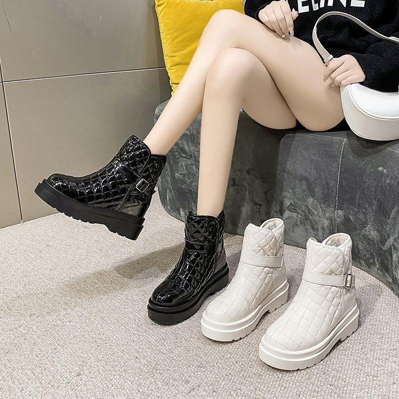 Fashion Waterproof Round Toe Leather Booties Plush Warm Platform Women's Snow Boots Trend 2025 New in Designer Luxury Ladies Shoes Sale