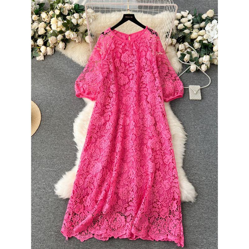 Dress Retro Exquisite Hollow-out Crochet Loose Lace