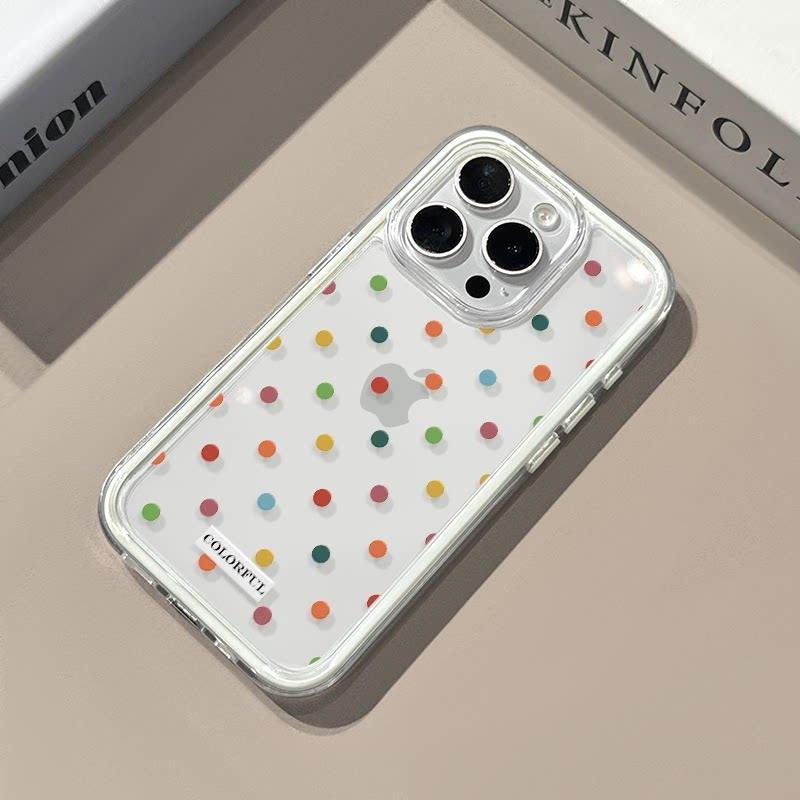 Full Screen Color Dots Soft Silicone Clear Phone Case For iPhone 17 Pro Max Case 15 16 14 13 12 11 Pro 17 Air X XS XR Plus Cover