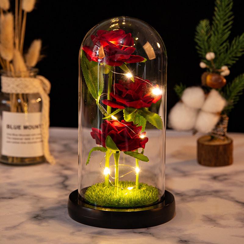 

Preserved Rose Glass Dome Night Light - Valentine s & Christmas Ornament Plastic Cover