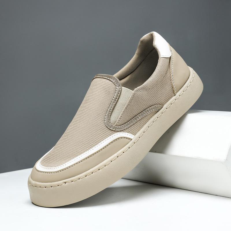 

Мужские парусиновые слипоны Дышащие повседневные туфли Beijing Heritage Легкие роскошные лоферы для комфорта и повседневной носки 39 бежевый