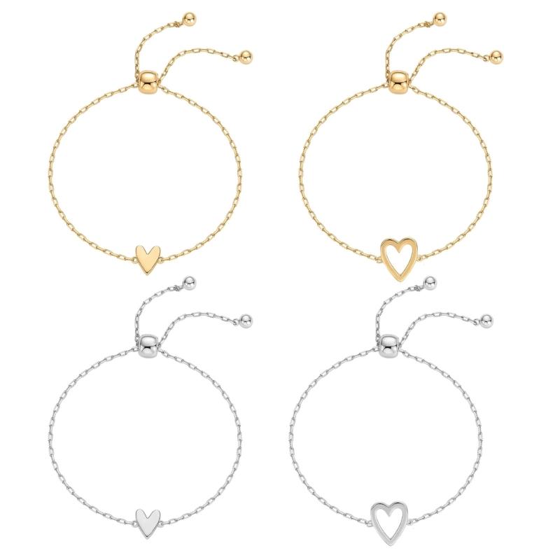 Hypoallergenically Stainless Steel Heart Hollow Bracelet Adjustable Fit Wristchain for Sensitive Skin Daily Wear