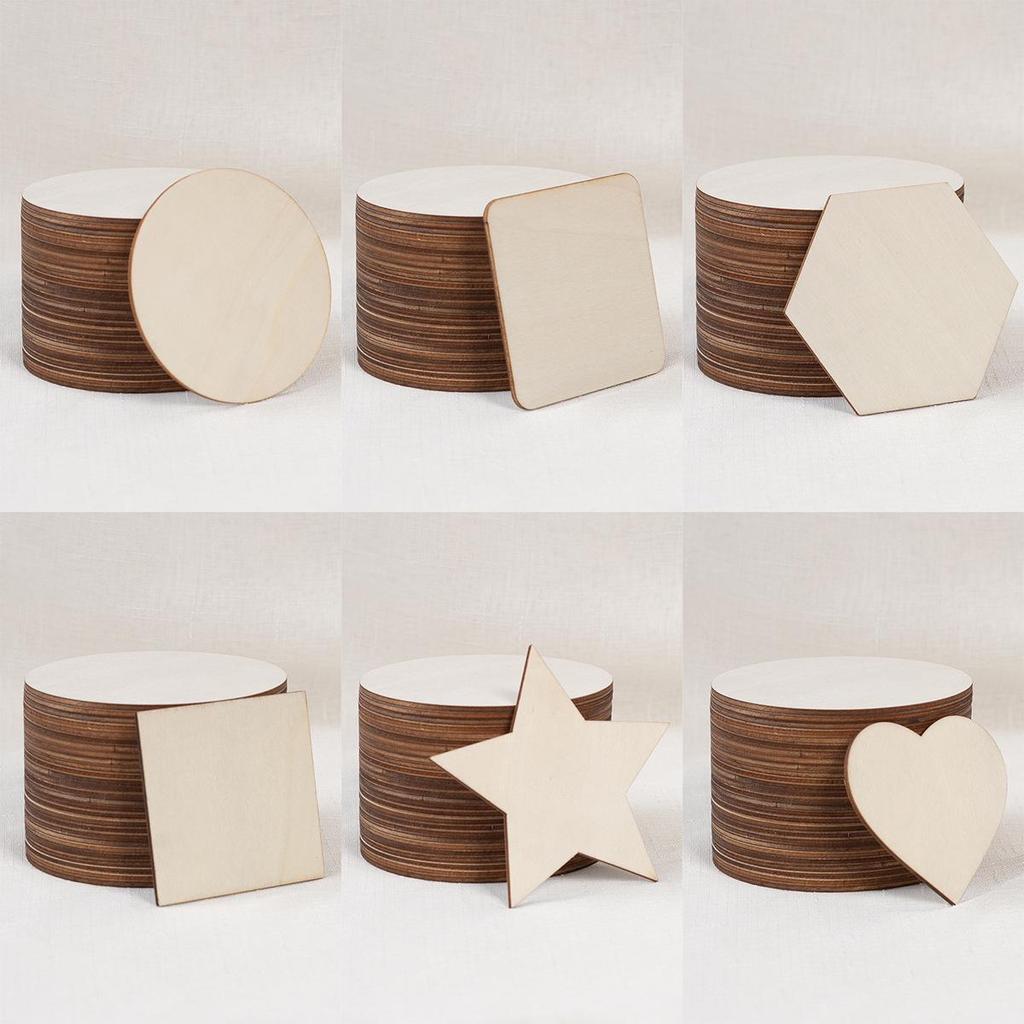 DIY Laser-Cut Geometric Peach Heart Poplar Wood Slices for Home Decoration