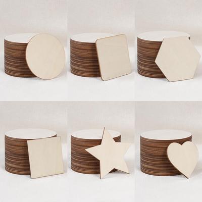 DIY Laser-Cut Geometric Peach Heart Poplar Wood Slices for Home Decoration