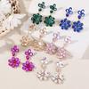 Water Crystal Peach Blossom Earrings For Women Party Evening Wear Fashion Jewelry