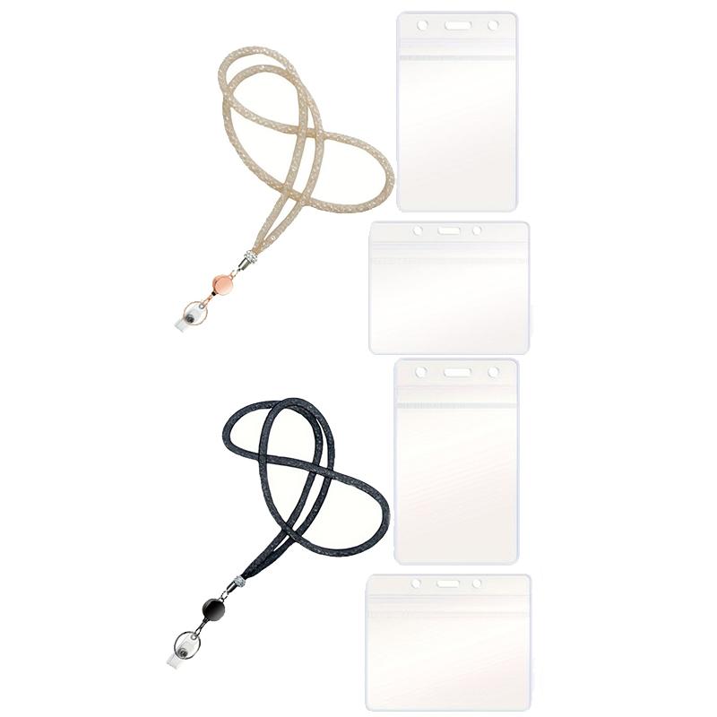 Bling Rhinestone Retractable ID Badge Lanyard Waterproof Card Case Key Holder Stylish Work Badge Clip For Office Daily Use