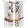 Cartoon Cute Owl Chiffon Sheer Curtains For Living Room Bedroom Decoration Window Tulle Curtains Drapes