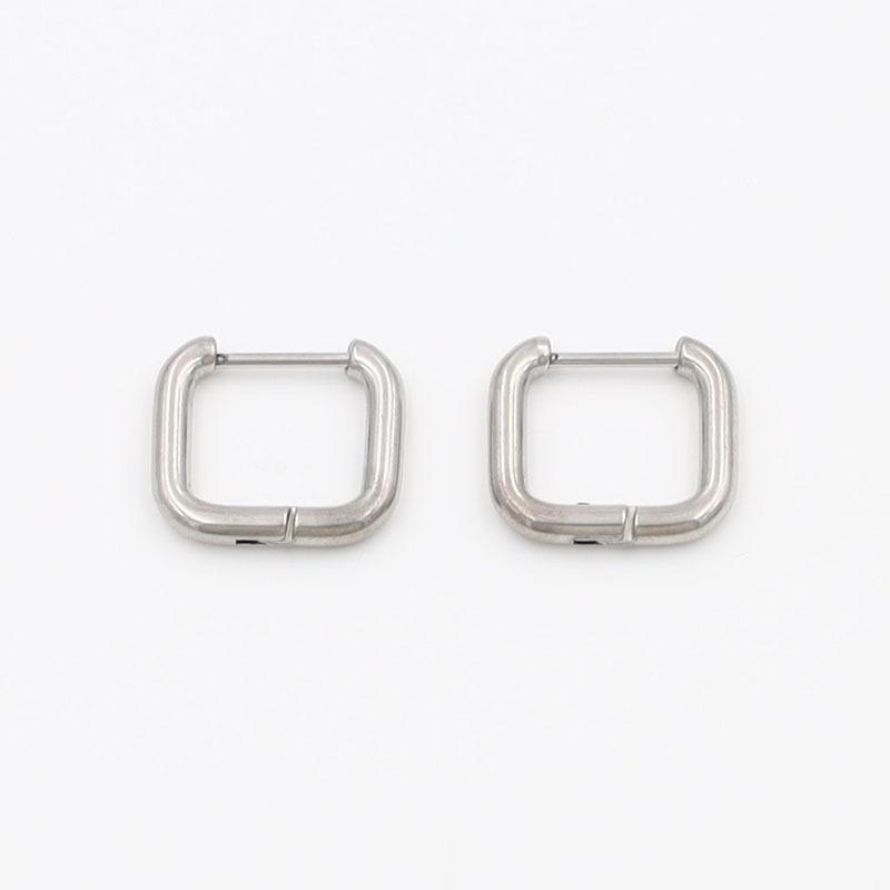Personality Trend Geometric Earrings Titanium Steel Square Round Wire Ear Buckle Ear Jewelry Premium Niche