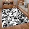 2D Printe Cube Area Rug Black White Gray Pattern Non Slip Floor Mat for Living Room Bedroom Modern Home Decor Carpet