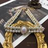 Western Retro Mapei Pearl Necklace Stud Earrings Set Hepburn Style Accessories Cheongsam Dress Neck Chain Women