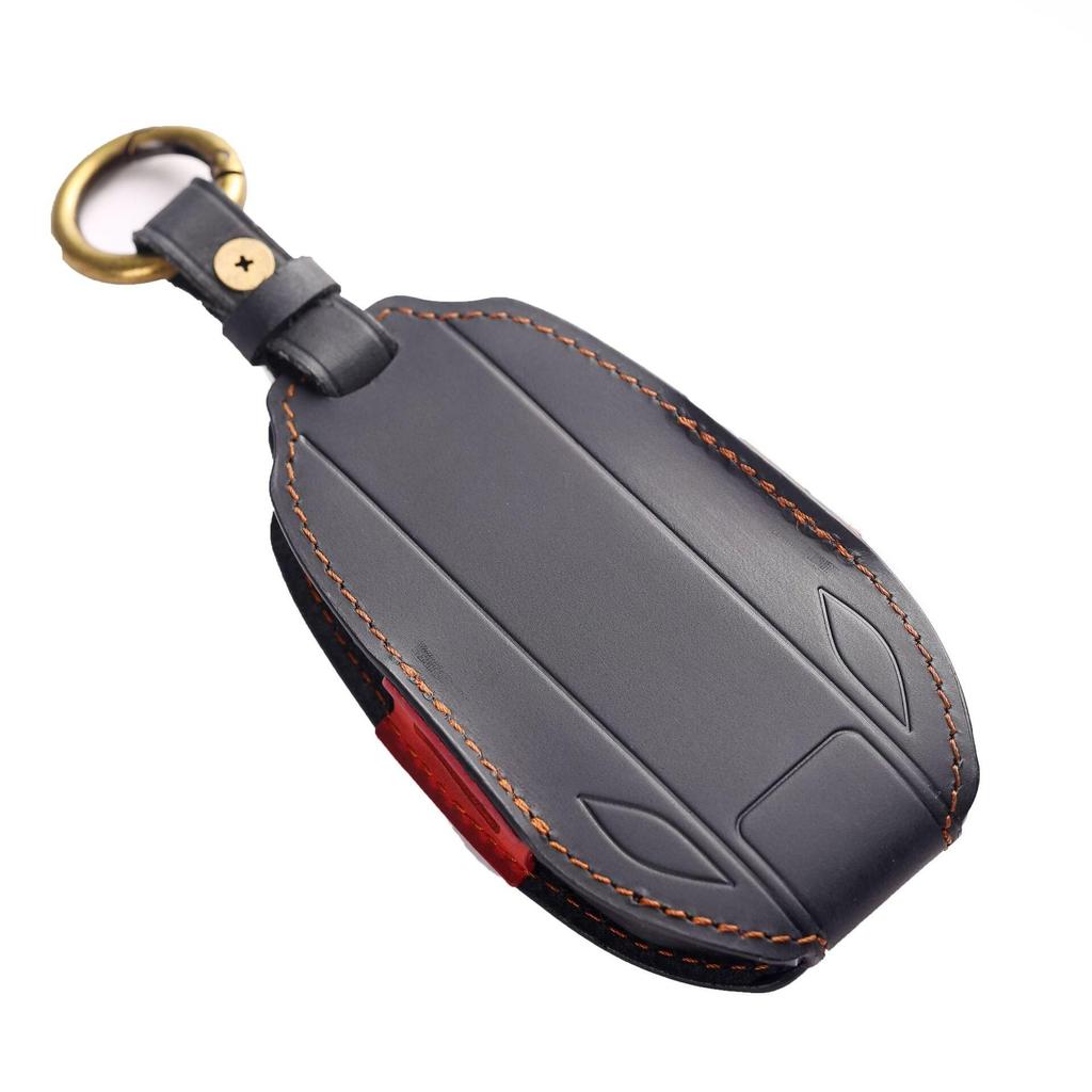 HALLMO Handmade Luxury Leather Car Key Case For BMW LCD Key