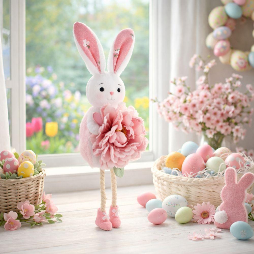 Soft Plush Bunny Doll Ornaments Colorful Rabbit Figurine Easter Rabbit Pendant  Party Favors