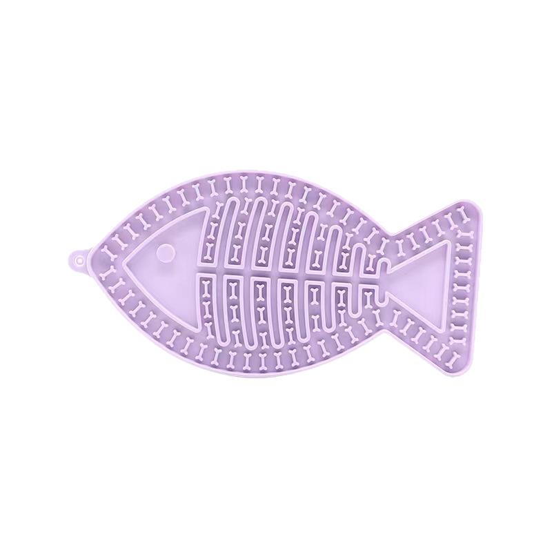 Pet Slow Food Bowl Anti-choking Bowl Dog Licking Plate Cat Licking Slow Food Plate Pet Plate Silicone Fish Shaped Slow Food Plate