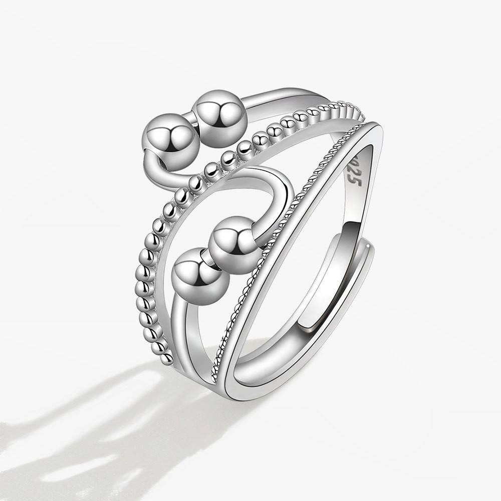 Luxury Infinite Love Adjustable Fidget Rings For Women Rotating Beads Crystal Anxiety Relief Spinning Ring Jewelry Anillos Mujer
