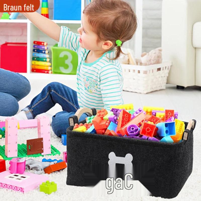 Aufbewahrungskorb für Haustiere: Filzquadrat mit Holzgriff für Spielzeug, Snacks, Wäsche und Sonstiges.
