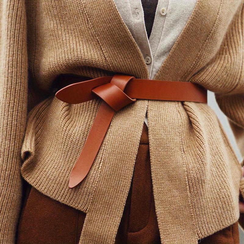 Ekte Skinn Midjebelte Kvinner Knutebelter Justerbart Stretchbelte Cinch Midjebånd