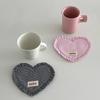 Korean INS Placemats Small Fresh Style Plaid Heart-shaped Coasters Cute Sweet Insulated Desktop Home Atmosphere Decoration
