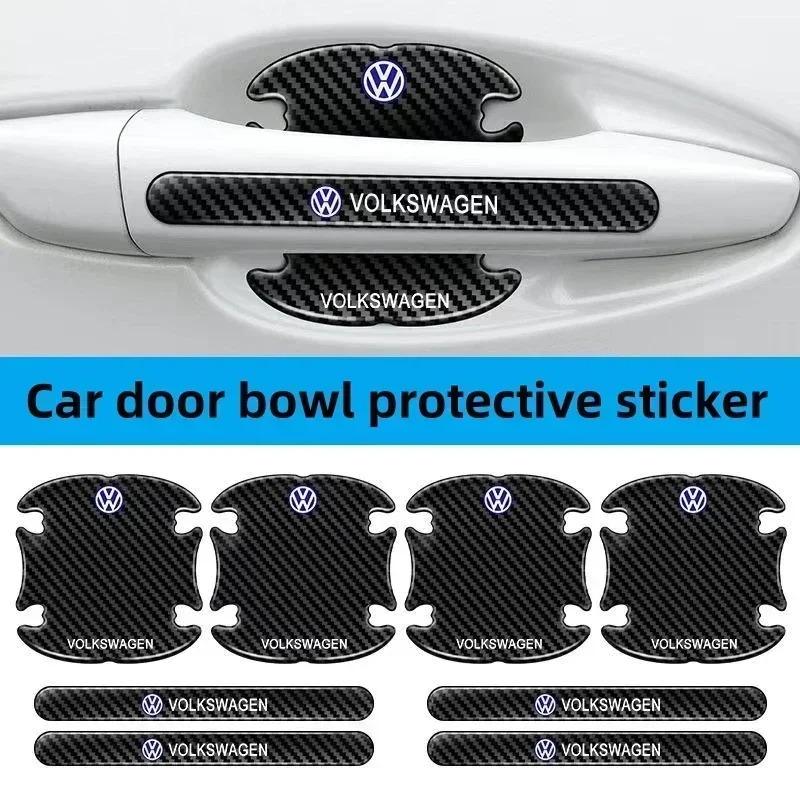Car door bowl handle protective stickers Carbon fiber For VW Volkswagen Tiguan Passat Leon Golf 7 Ateca Octavia Car accessories