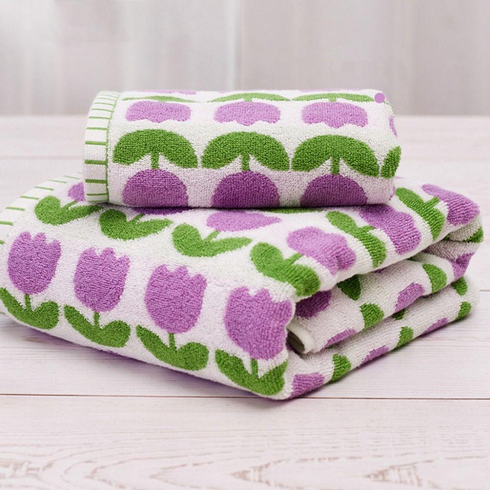 Thickened Cotton Face Towel 70x140cm Couple Shower Towel Tulip Large Bath Towel  Couple