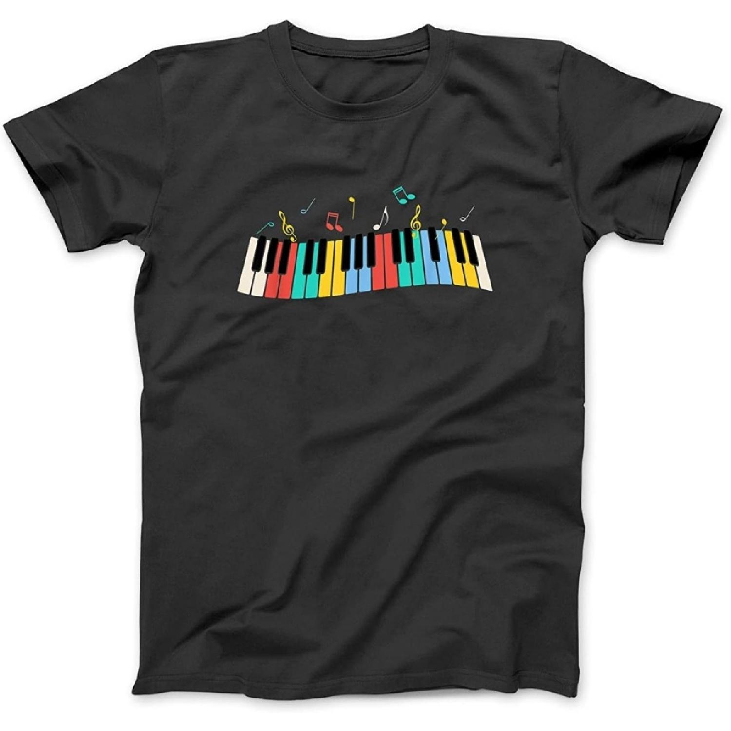 Крутой Клавишник Пианино Забавный Пианист Клавишник Наряд Футболка GIU Подарок Толстовка Худи Лонгслив Майка Мужская Женская Черный S