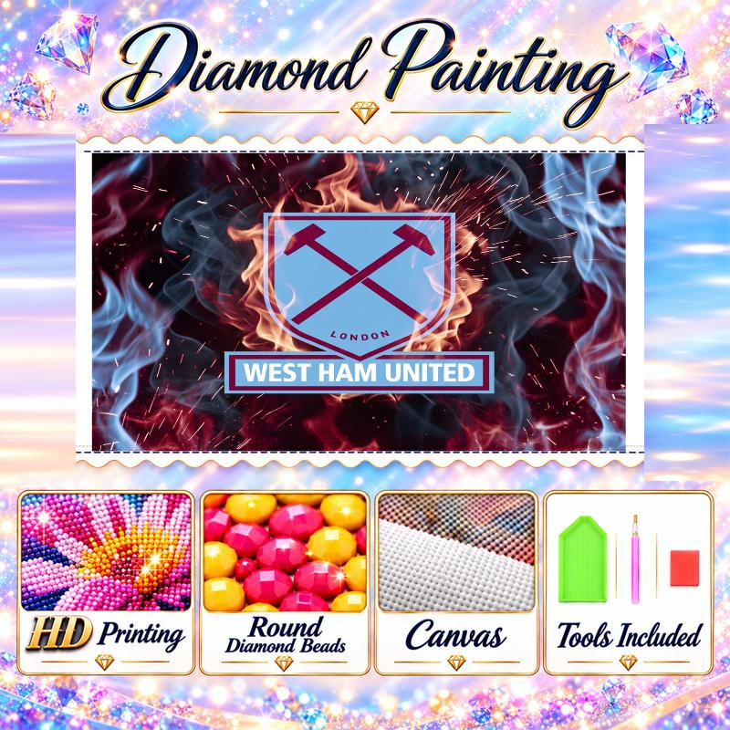 West Ham United Football Diamond Painting Kit 5D Full Drill DIY Diamond Mosaic Wall Art Home Decor
