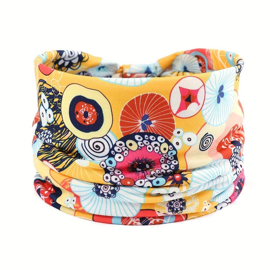 Women's Bohemian Cashew Yoga Headband - Sweat-Absorbing, Elastic Cotton Hair Accessory