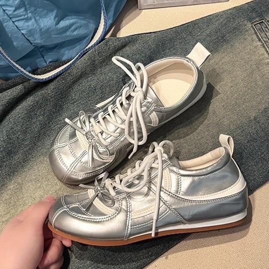 Bow retro sports moral training shoes women's autumn and winter versatile inner height increase sports board shoes ballet style casual trend