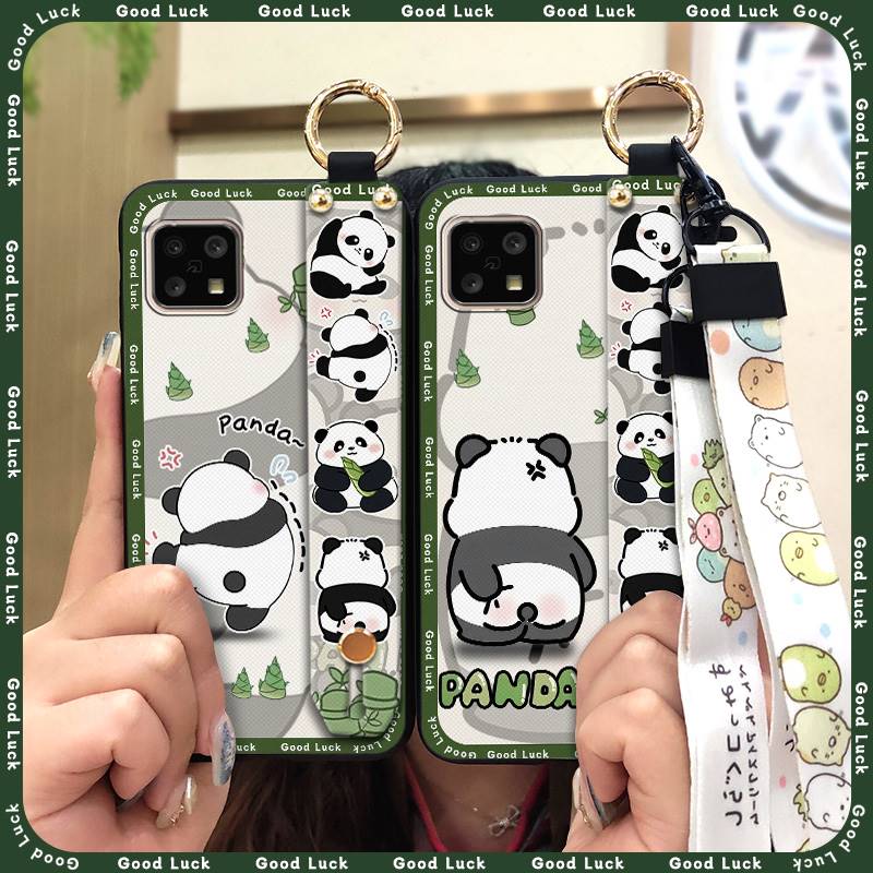 Back Cover Panda Phone Case For Sharp Aquos Sense4 4G/Sense 5G Phone Holder Wrist Strap Durable Cute Fashion Design Ring