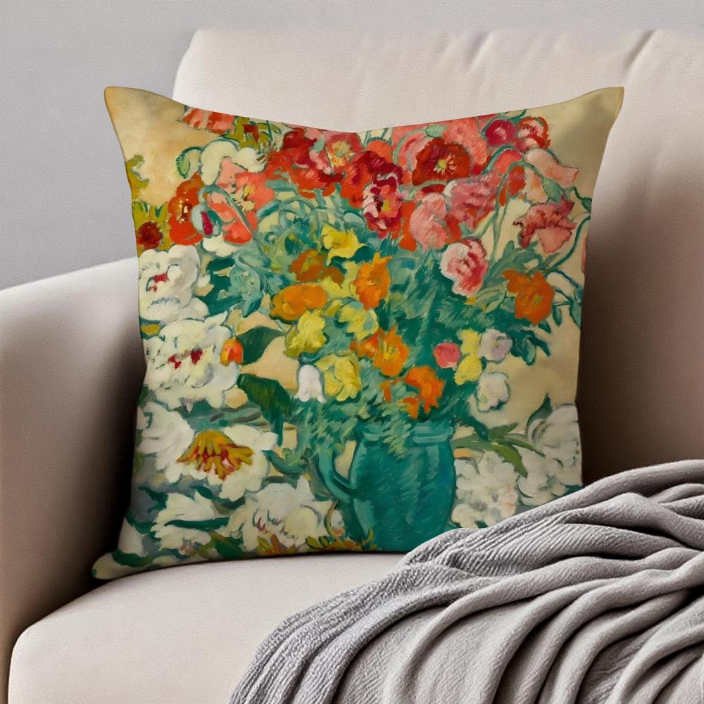PostImpressionism LLouis Valtat Cushion Cover Pillowcase Antidustmite Invisible Zipper Short Plush Sofa Cushion