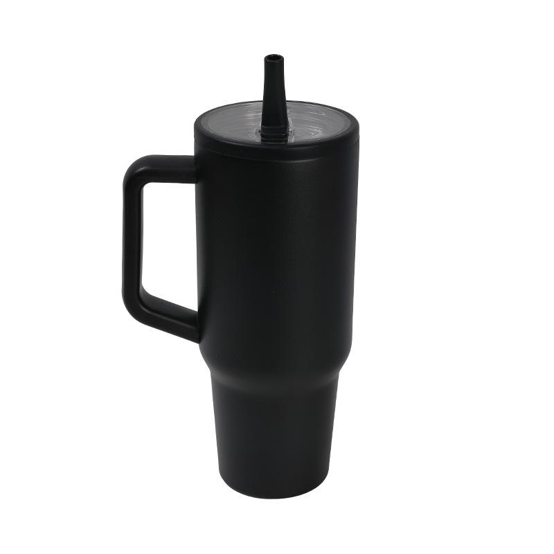 1200ml Simple 40oz Double Layer Ice King Cup Vacuum Insulated Leak Proof Foldable Straw Portable Car Mug