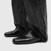 Mens Black Derby Loafers Clean Fit Casual Leather Style Business Shoes Round Toe Rubber Sole