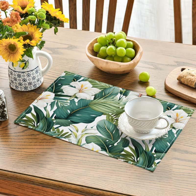 Summer Green Plant Placemats New Seagull Flower Printed Insulation Mat Nordic Kitchen Western Restaurant Decorative Dining Table