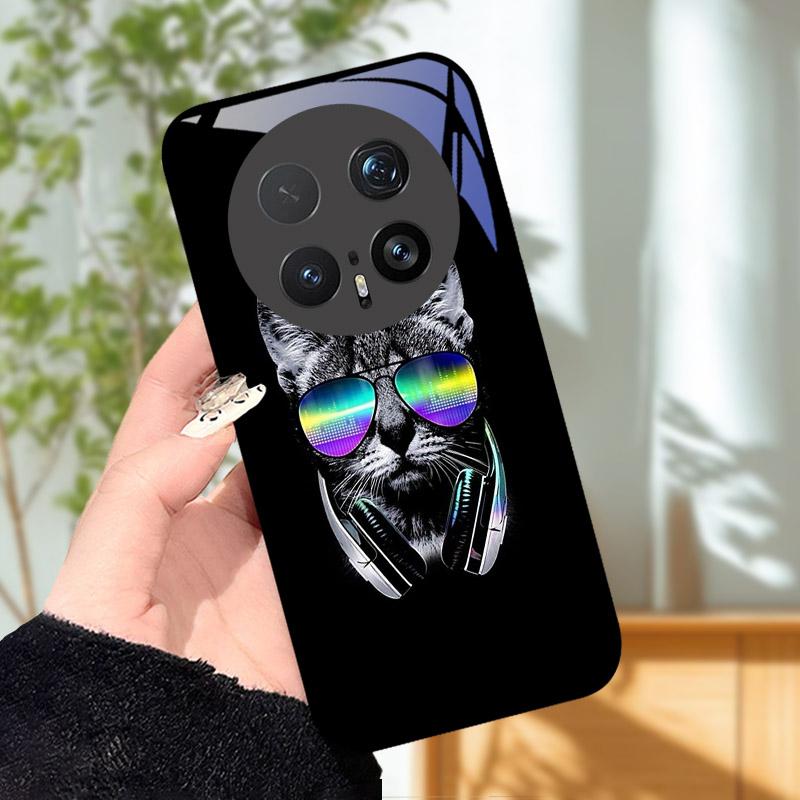 Gehärtetes Glas Handyhülle Für Honor Magic 8 8Pro Luxus Mode Rückseite Abdeckung Für Magic8 Pro Hüllen BKQ-AN00 Stoßfest Cartoon Capa