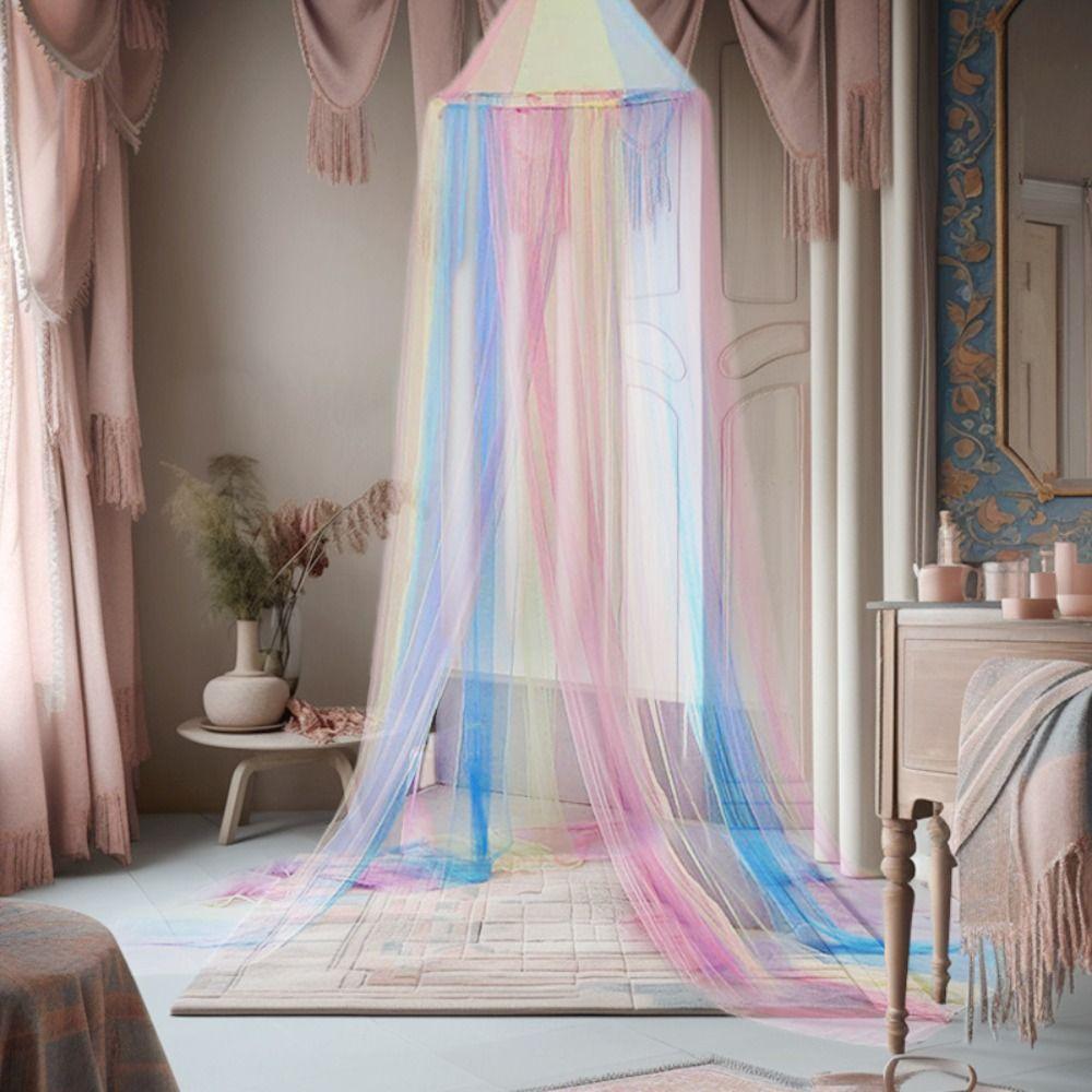 Princess Style Dome Mosquito Net Rainbow Color Bed Tent Universal Bed Canopy  Summer