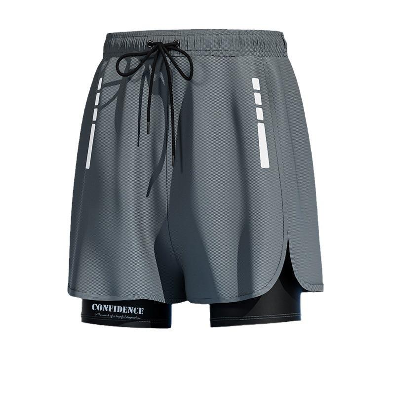 Pánské letní rychleschnoucí dvouvstvové plážové šortky: Velká velikost, Design proti rozpakům, Ideální pro plavání a sport