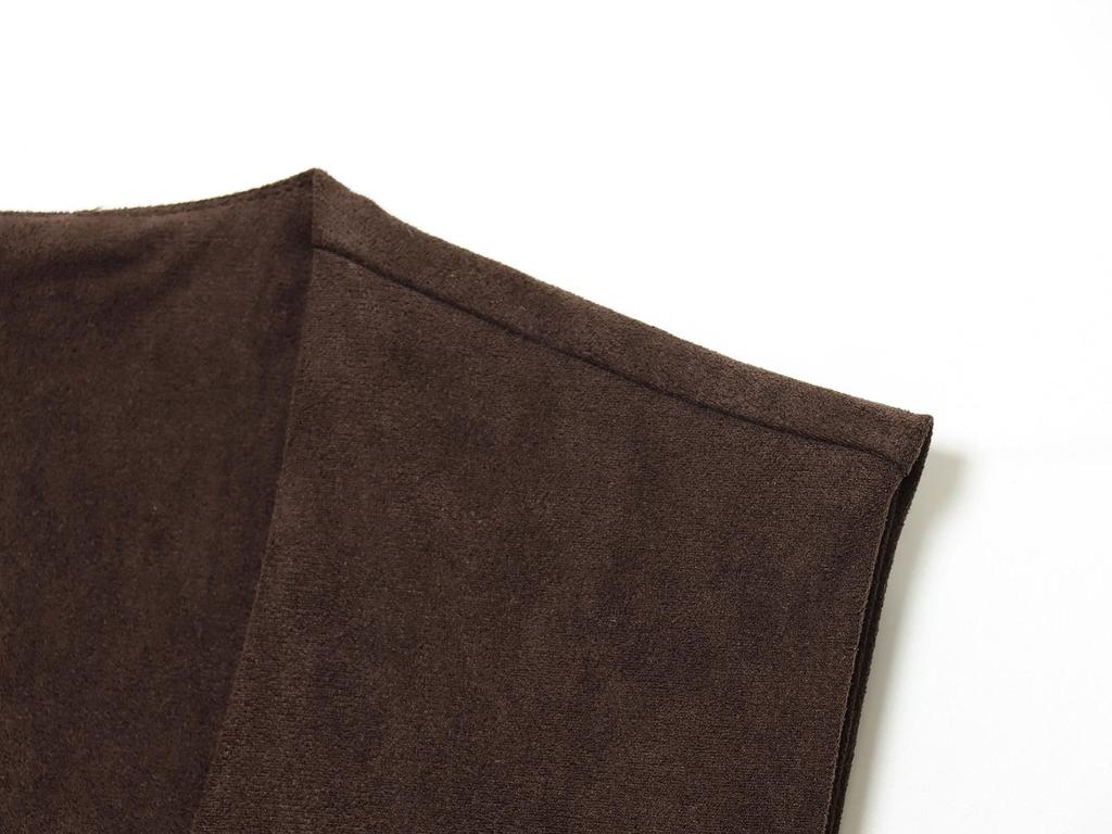 European and American Style Suede Texture Vest and Midi Skirt Set - Autumn Collection